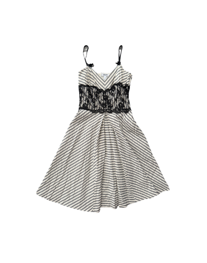 Moschino Cheap & Chic Pinstripe Lace Midi Dress