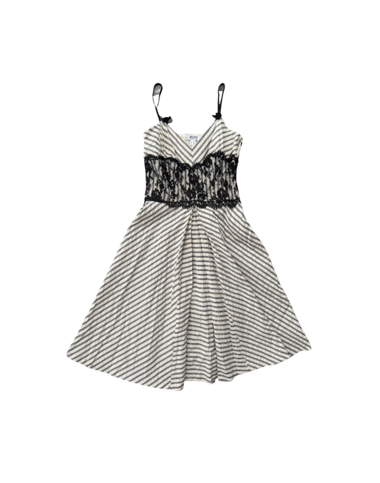 Moschino Cheap & Chic Pinstripe Lace Midi Dress