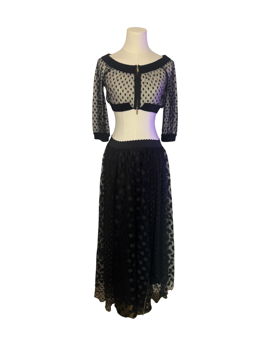 Blugirl by Blumarine Sheer Polka Dot Maxi Skirt