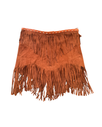 Dolce & Gabbana Suede and Leather Fringe Mini Skirt