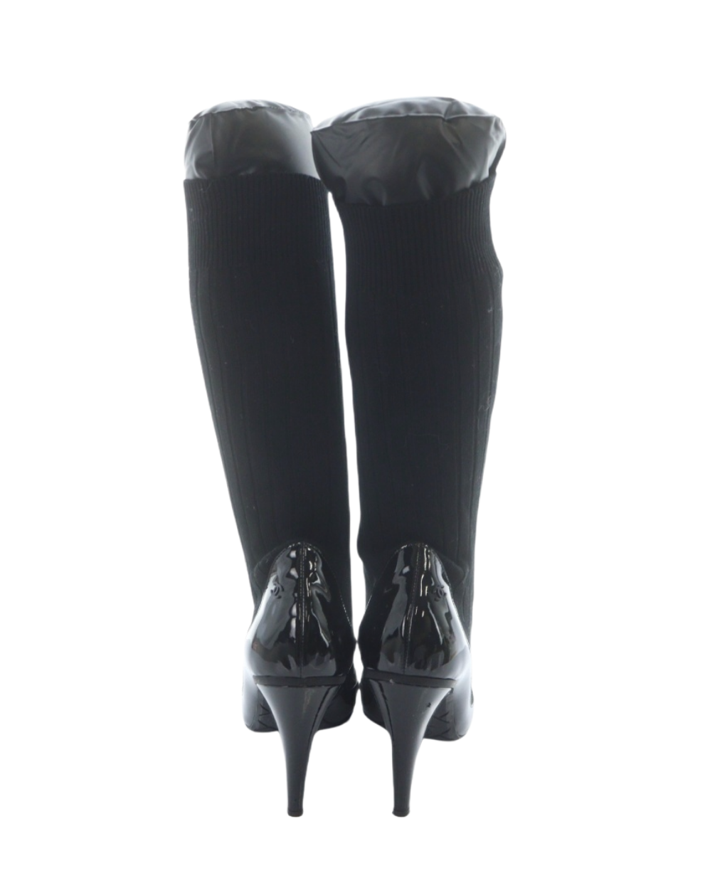 Chanel Patent Leather Heel Legwarmer Boots