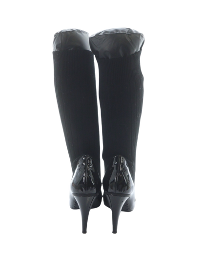 Chanel Patent Leather Heel Legwarmer Boots