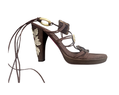 Emanuel Ungaro Embellished Lace Up Heels