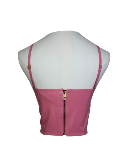 Versace Pink Latex Bustier Crop Top