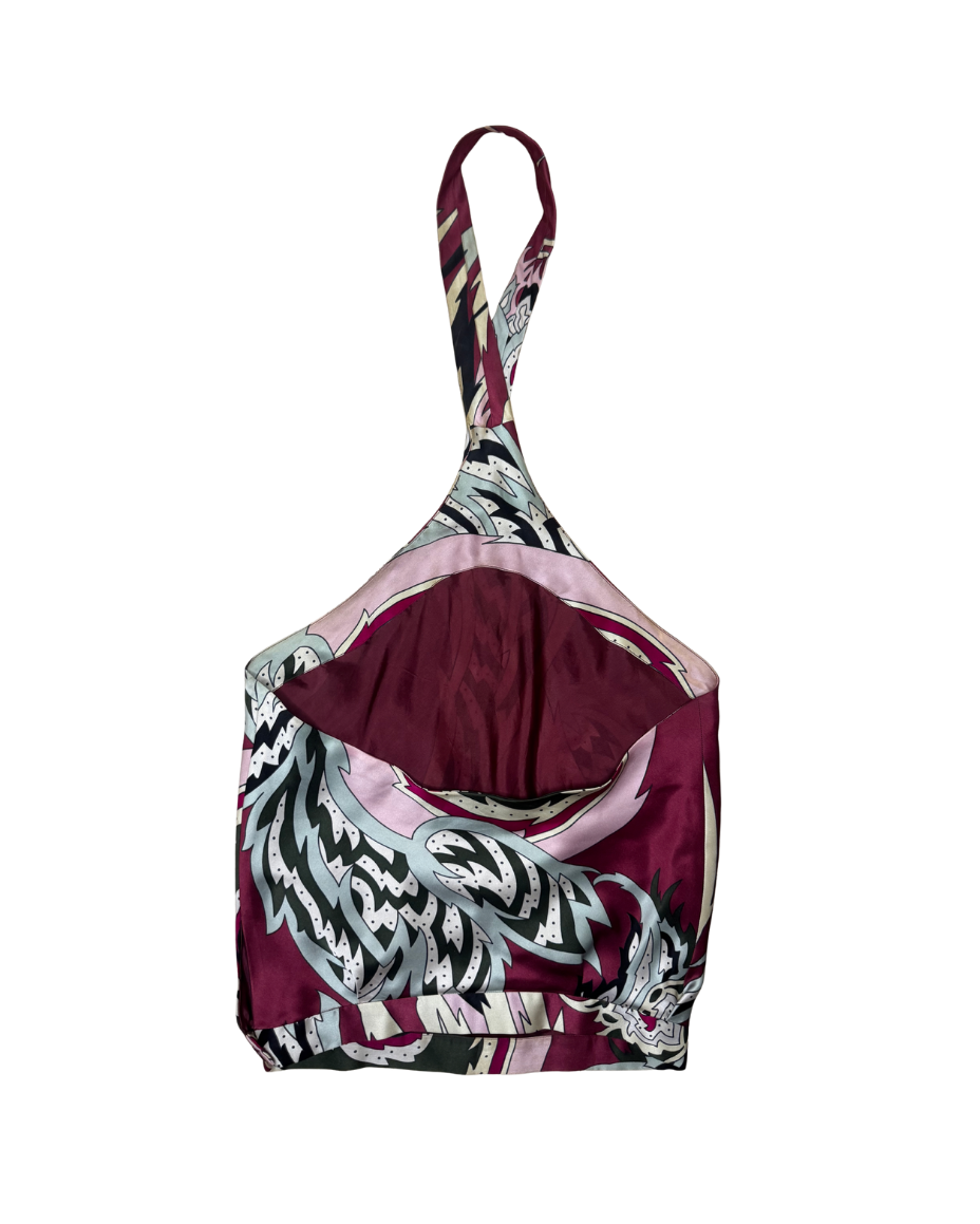 Alexander McQueen Printed Silk Scarf Halter Top