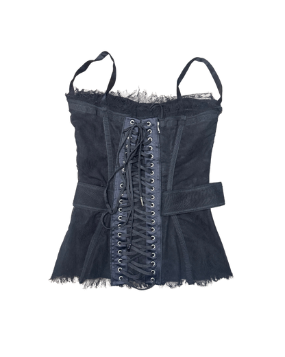 Dolce & Gabbana Padded Black Banded Bustier Top