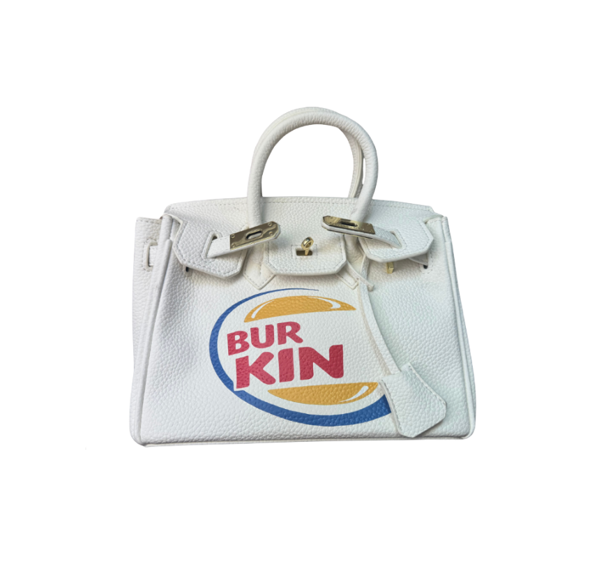 Seth Fountain White Faux “Burkin” Bag