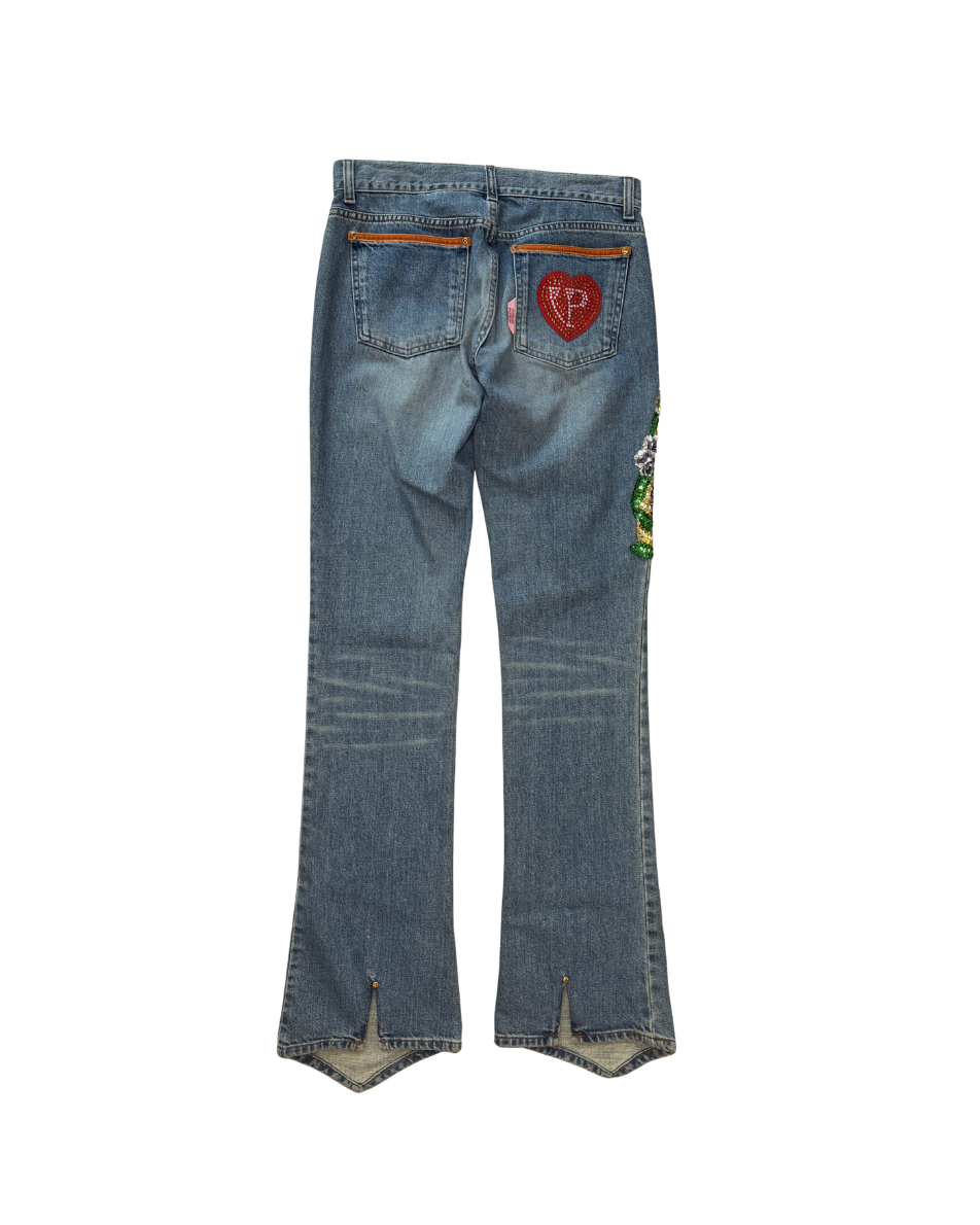 Voyage Passion Sequin Beaded Virgin Mary Jeans