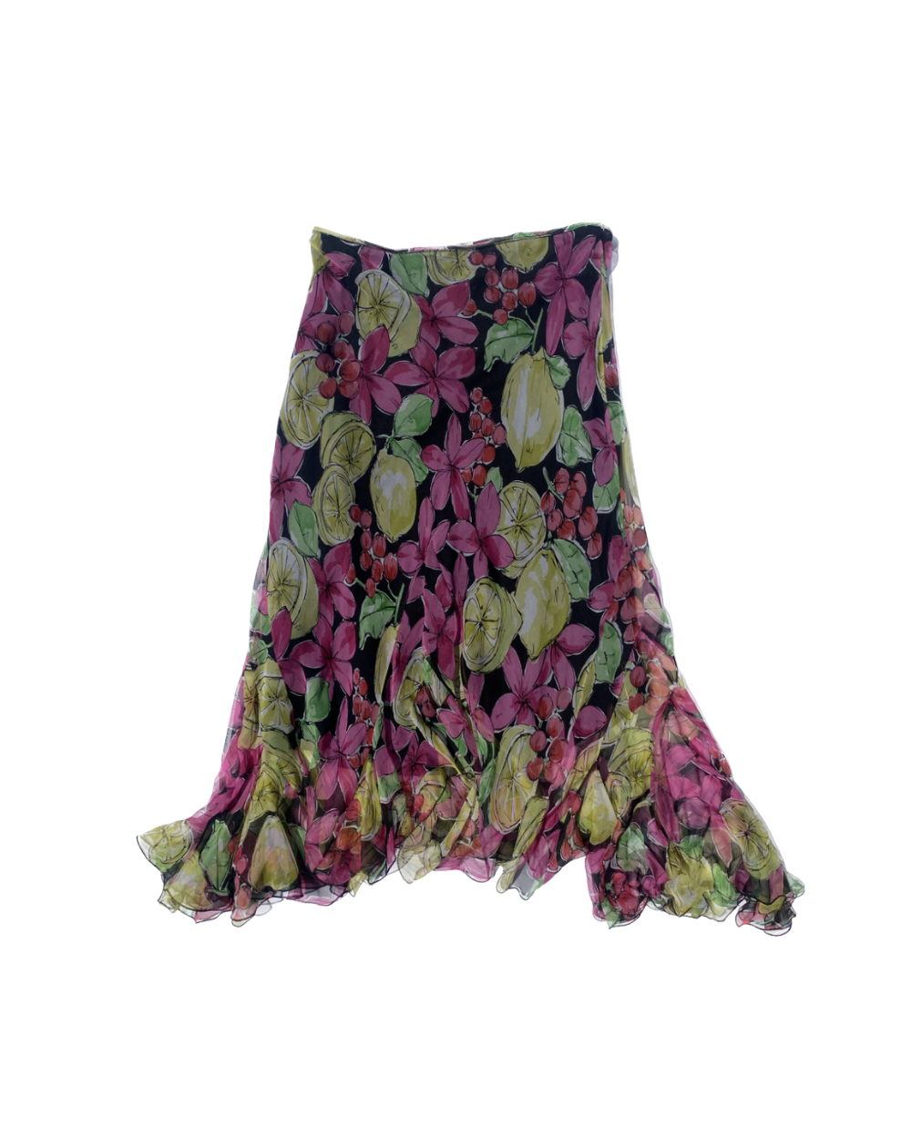 Blumarine Flowy Lemon Floral Skirt