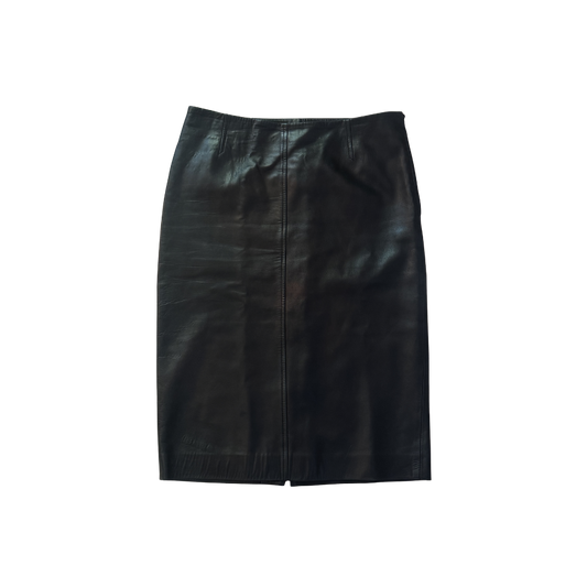 Gucci Black Leather Midi Skirt