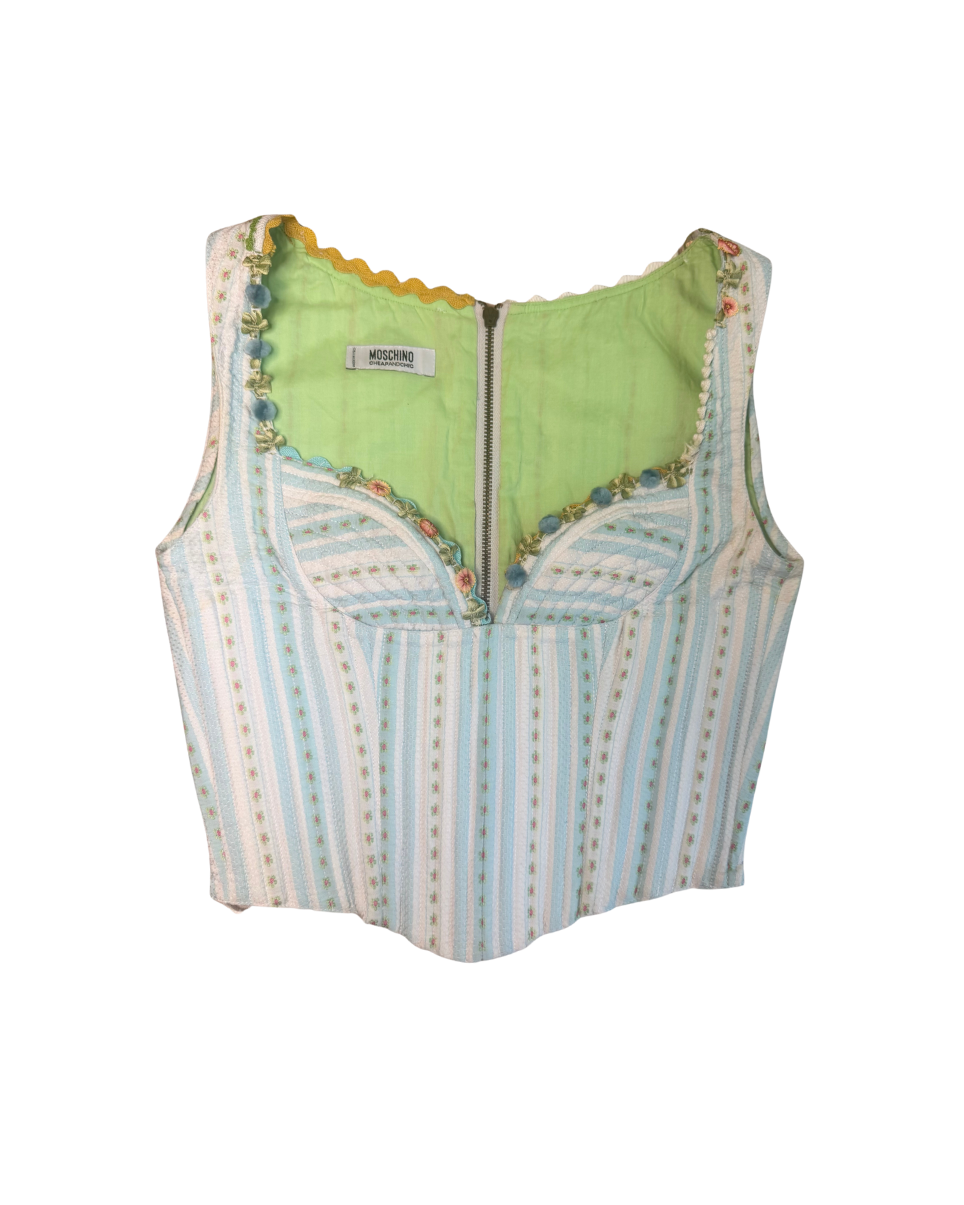 Moschino Cheap & Chic Embroidered Corset Top