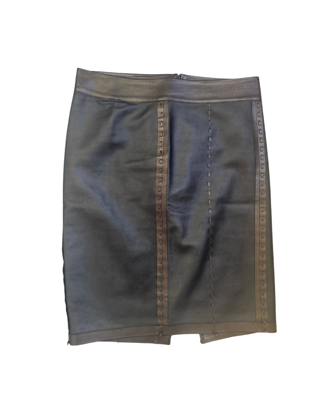 Gucci Brown Leather Midi Skirt