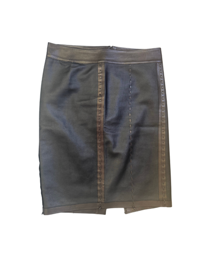 Gucci Brown Leather Midi Skirt