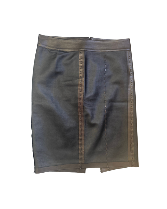 Gucci Brown Leather Midi Skirt