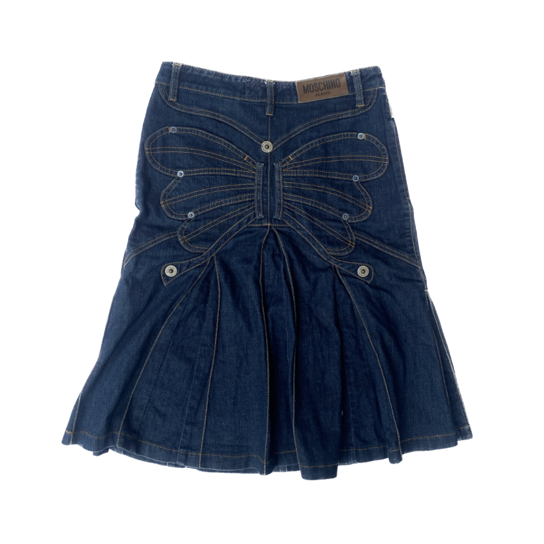 Moschino Jeans Denim Butterfly Trumpet Skirt