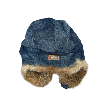 Dolce & Gabbana Rabbit Fur Denim Flight Cap