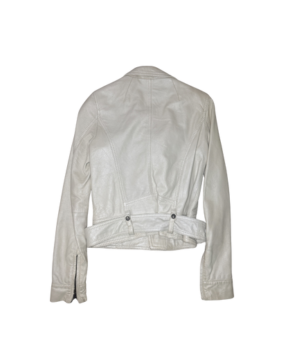 John Galliano White Iridescent Leather Jacket
