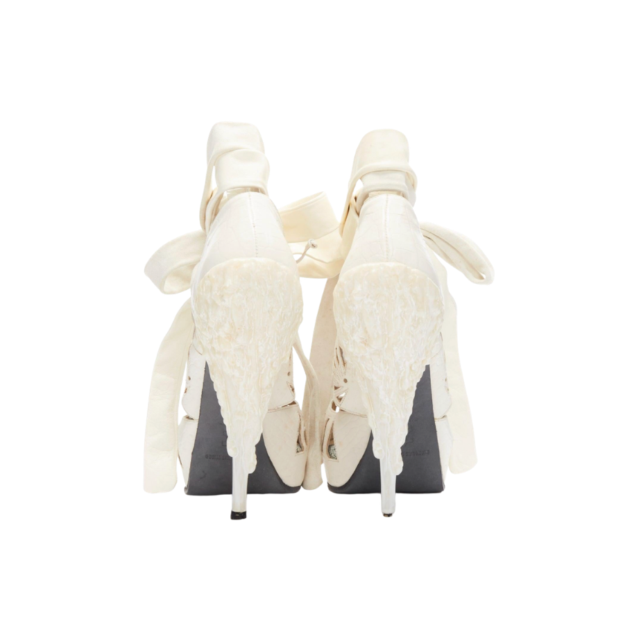 Rodarte x Nicholas Kirkwood White Structural Melted Wax Tie Heels