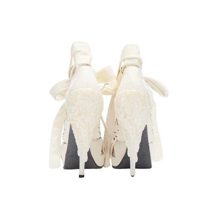 Rodarte x Nicholas Kirkwood White Structural Melted Wax Tie Heels