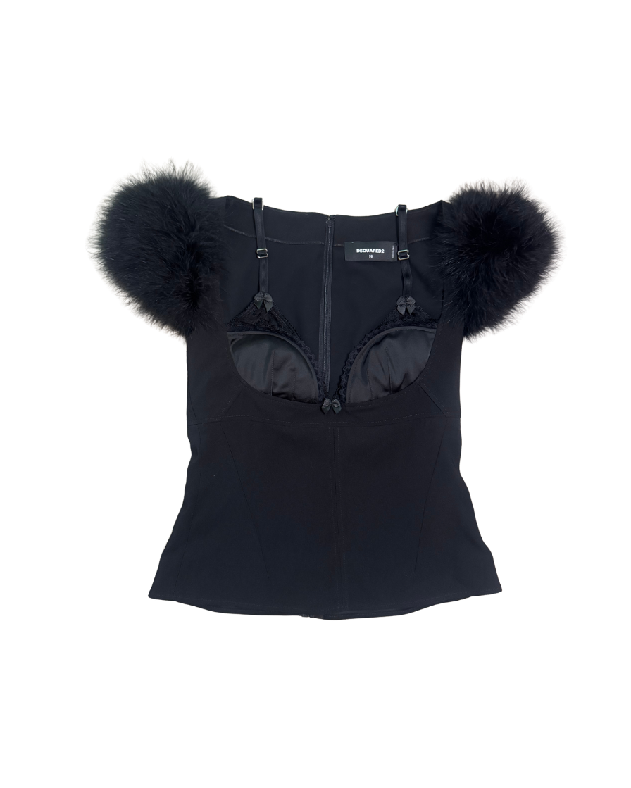 Dsquared² Black Feather Goth Top