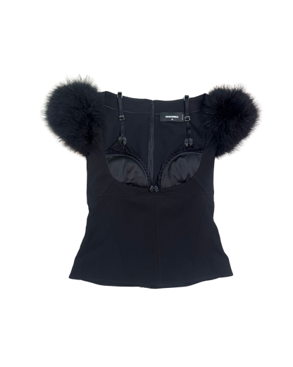 Dsquared² Black Feather Goth Top