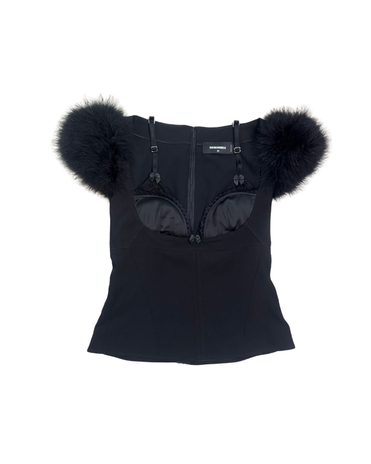 Dsquared² Black Feather Goth Top