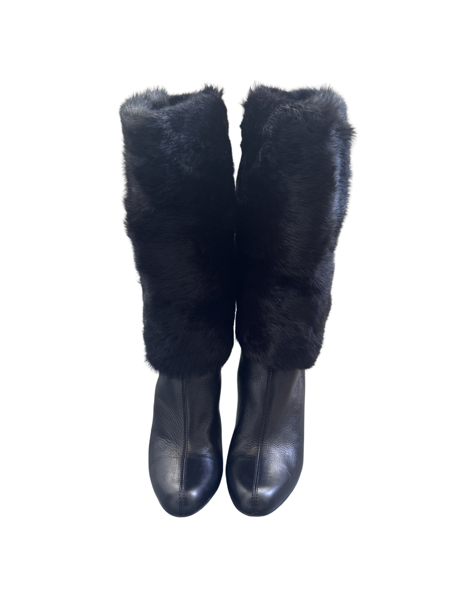 Gucci Leather & Mink Boots