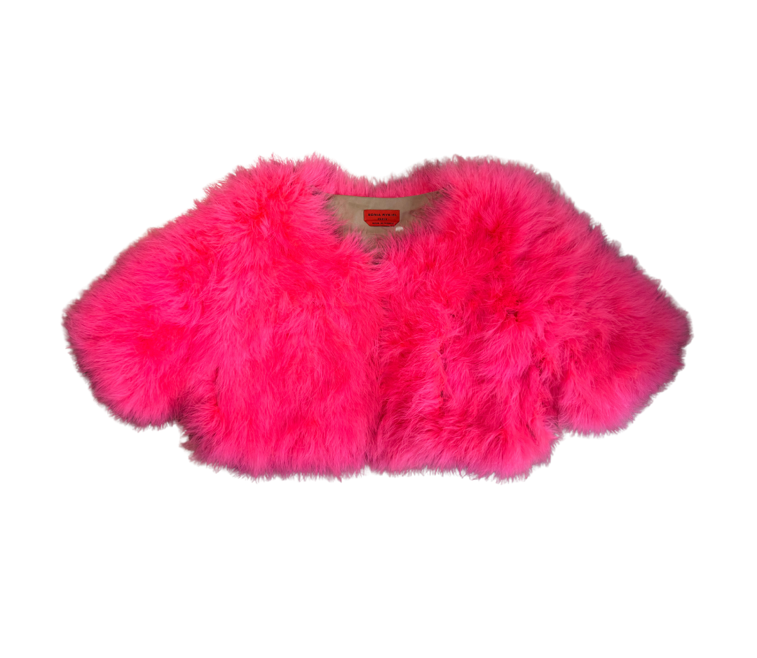 Sonia Rykiel Pink Marabou Feather Short Sleeve Jacket