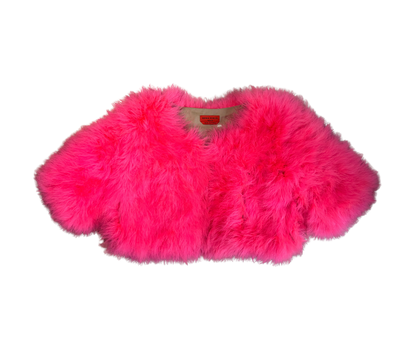 Sonia Rykiel Pink Marabou Feather Short Sleeve Jacket