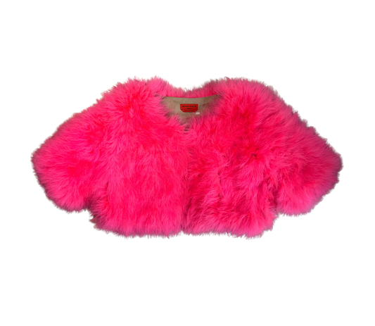 Sonia Rykiel Pink Marabou Feather Short Sleeve Jacket