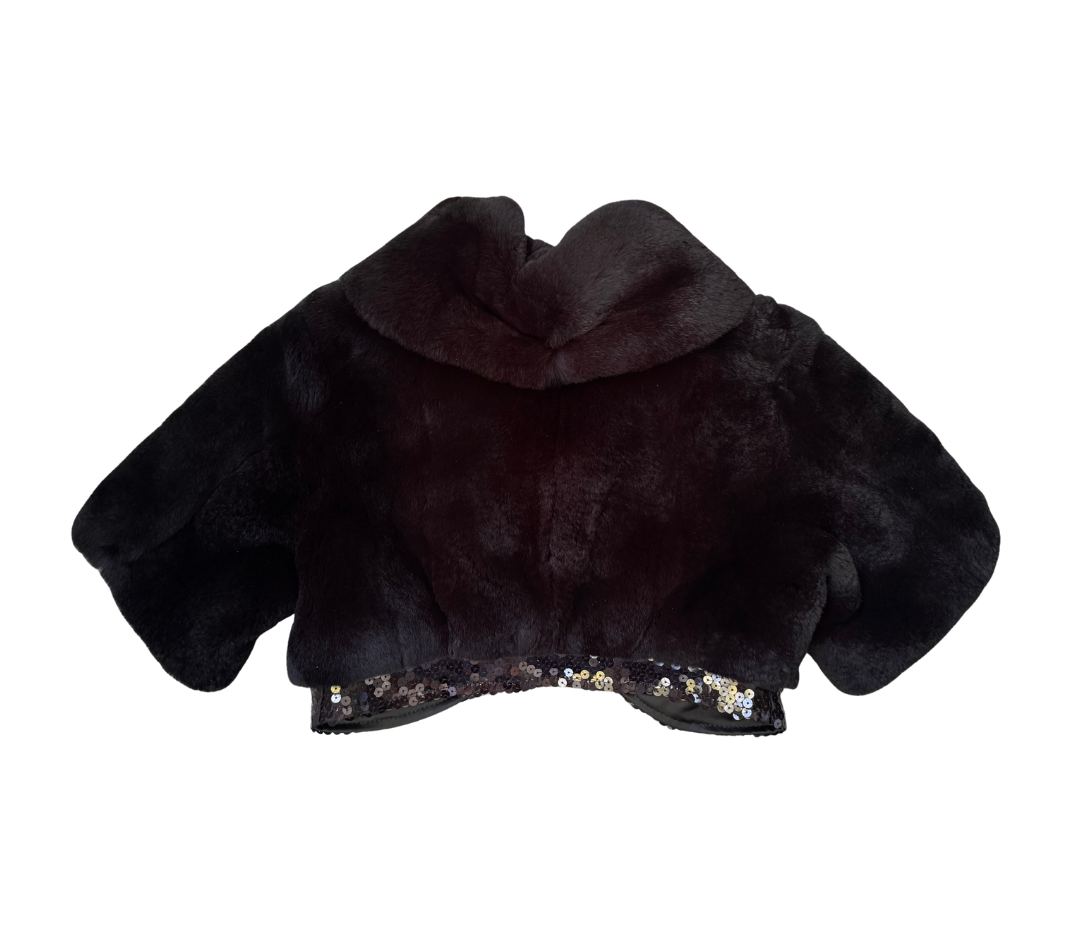 Dolce & Gabbana Rabbit Fur Sequin Cropped Bolero