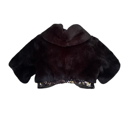 Dolce & Gabbana Rabbit Fur Sequin Cropped Bolero