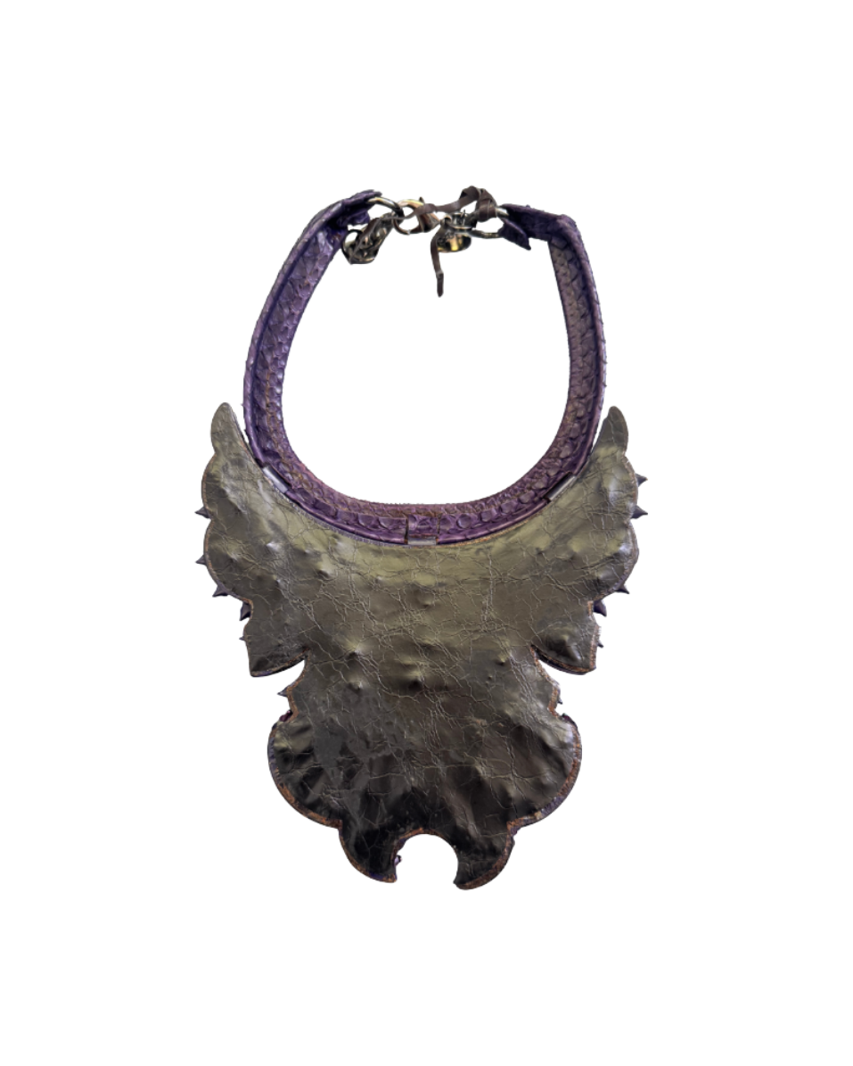 Roberto Cavalli Purple Snakeskin Statement Necklace