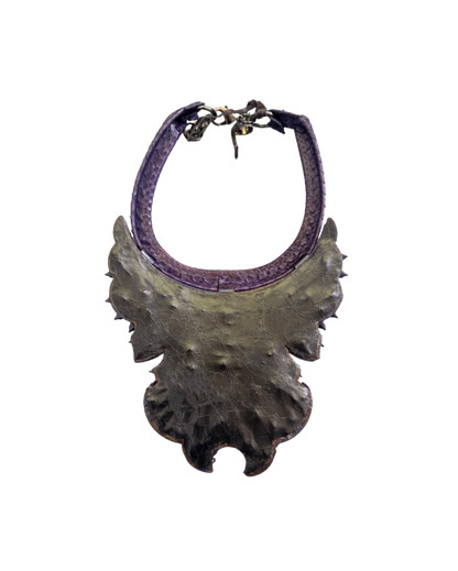 Roberto Cavalli Purple Snakeskin Statement Necklace