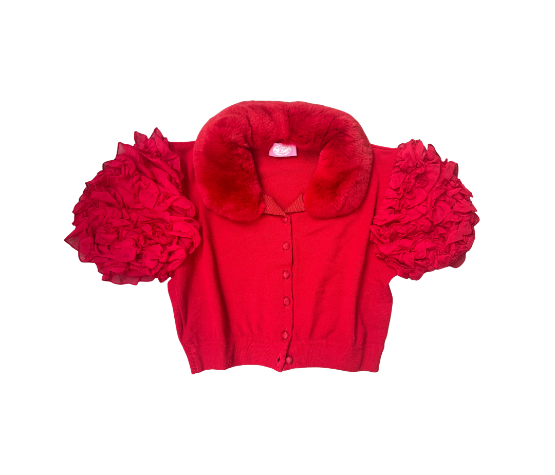 Blugirl by Blumarine Rabbit Fur Cropped Cardigan