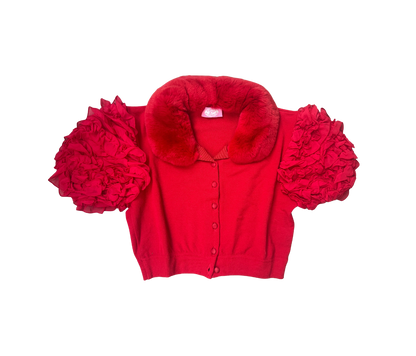 Blugirl by Blumarine Rabbit Fur Cropped Cardigan
