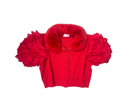 Blugirl by Blumarine Rabbit Fur Cropped Cardigan