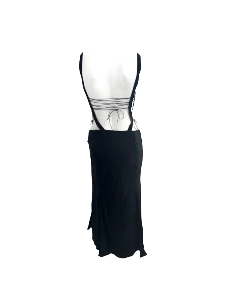 Gucci by Tom Ford Silk Midi Lace-Up Dress
