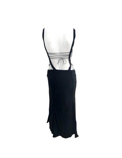 Gucci by Tom Ford Silk Midi Lace-Up Dress