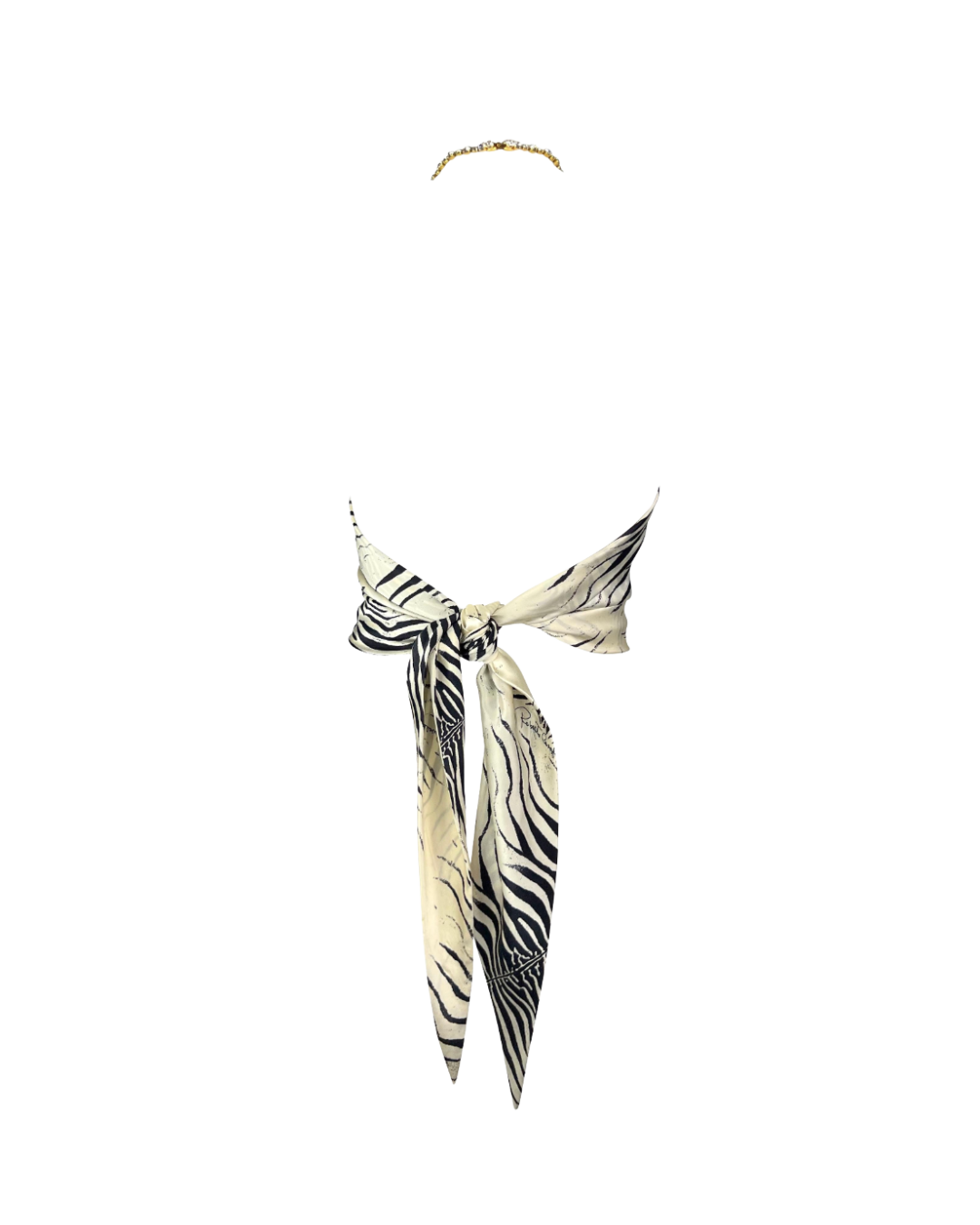 Roberto Cavalli Zebra Halter Top w/ Swarovski Crystals