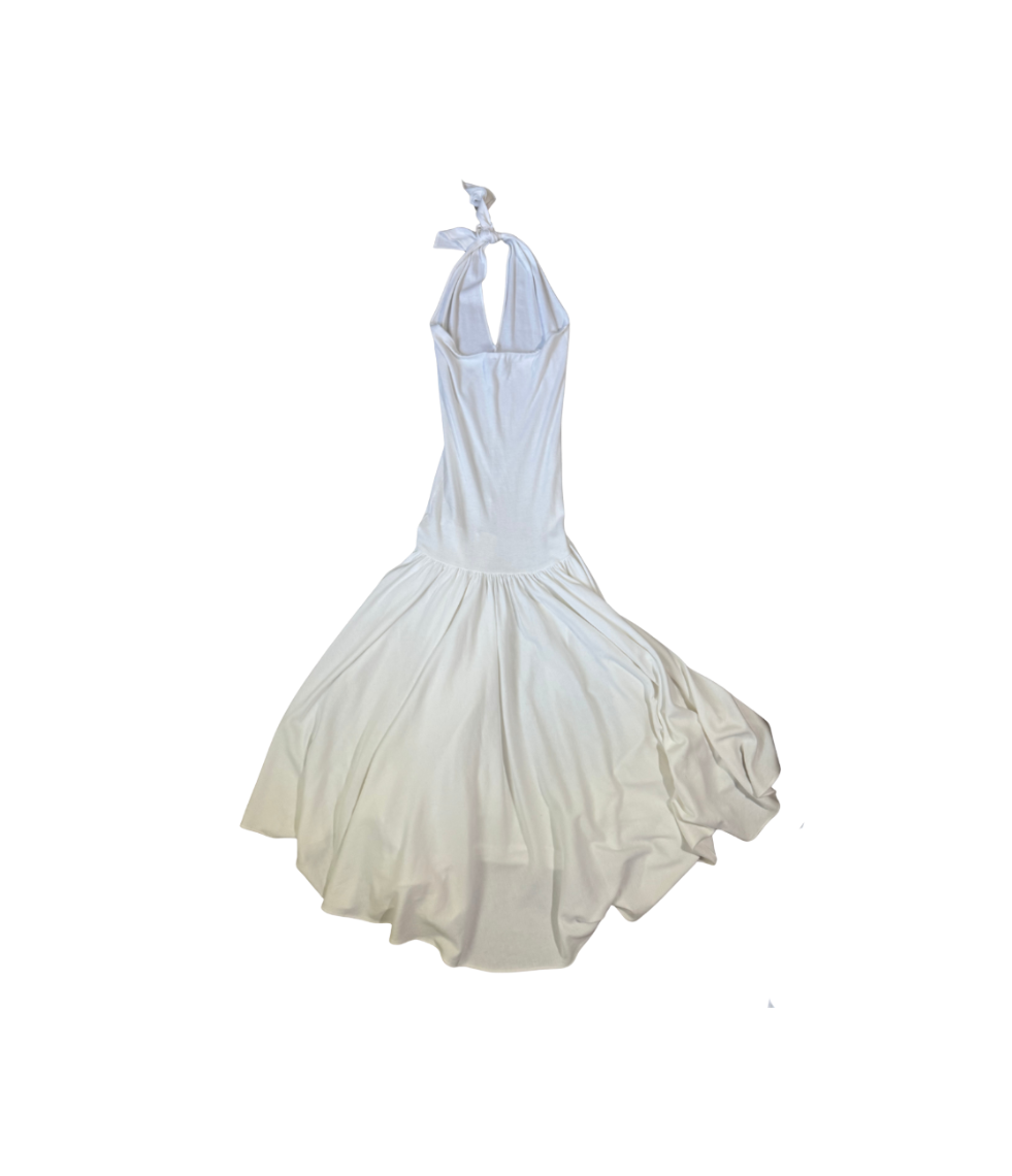 Callaghan by Romeo Gigli White Drop Waist Halter Dress