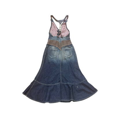 Dsquared² Leather Accent Denim Dress