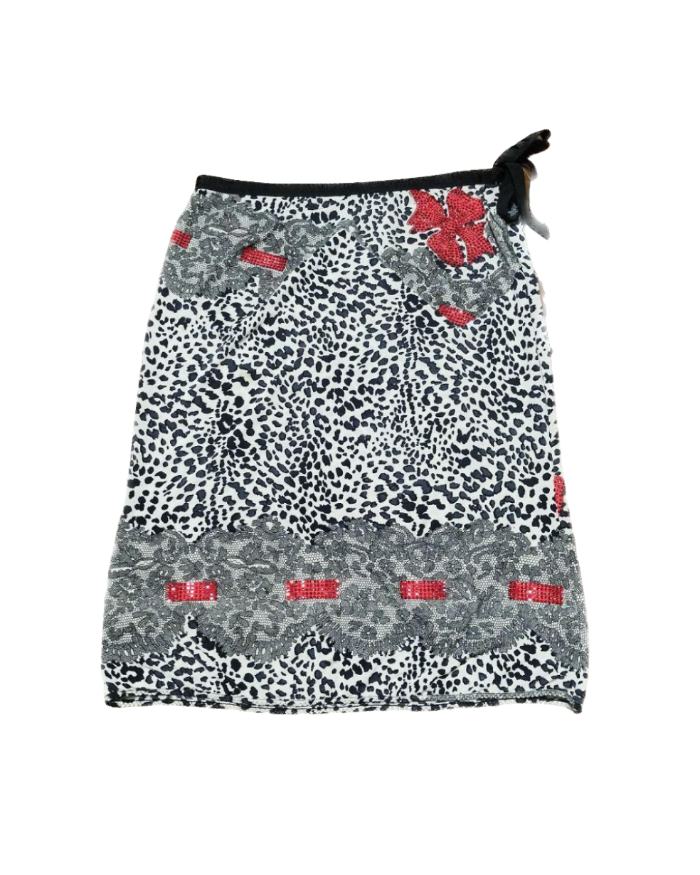Blumarine Rhinestone Leopard Bow Skirt