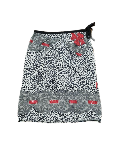 Blumarine Rhinestone Leopard Bow Skirt