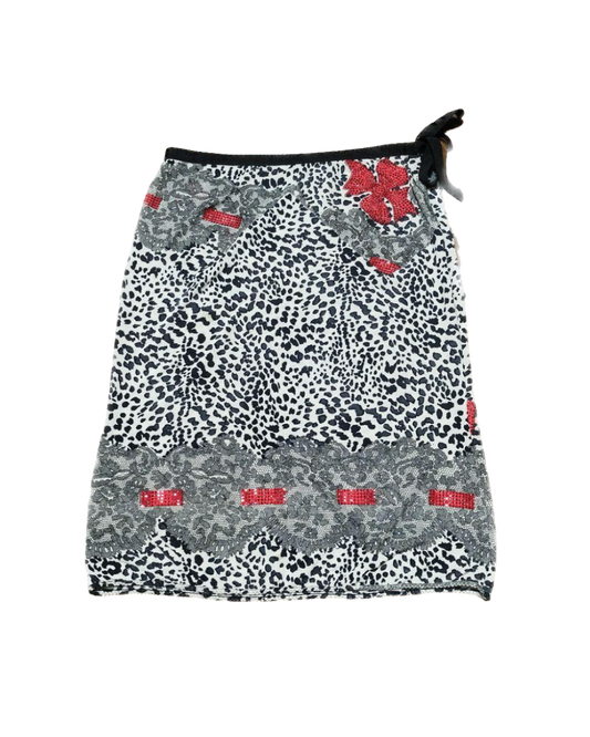 Blumarine Rhinestone Leopard Bow Skirt
