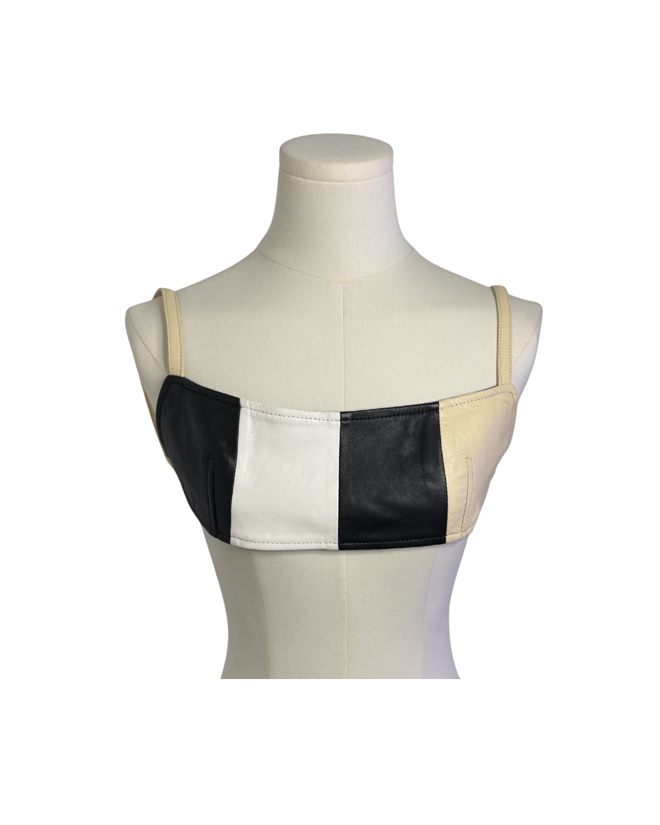 Moschino Jeans Color Block Leather Bra