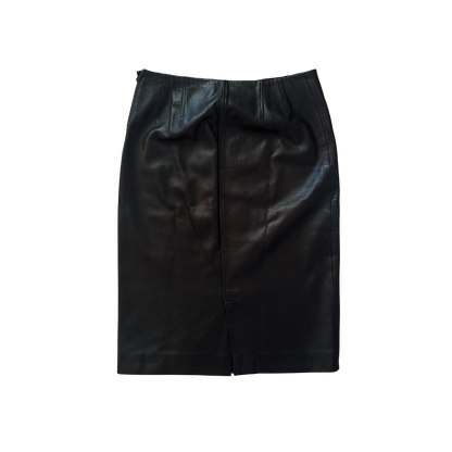 Gucci Black Leather Midi Skirt