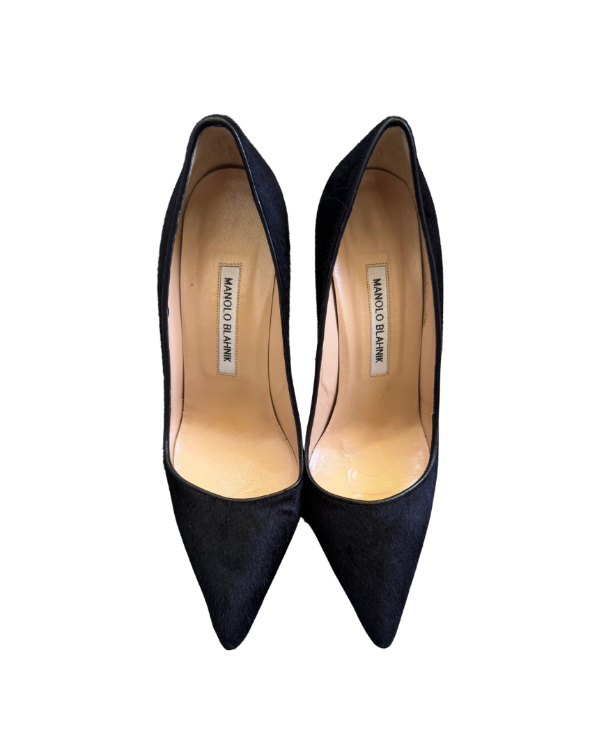 Manolo Blahnik Black Pony Hair Pumps
