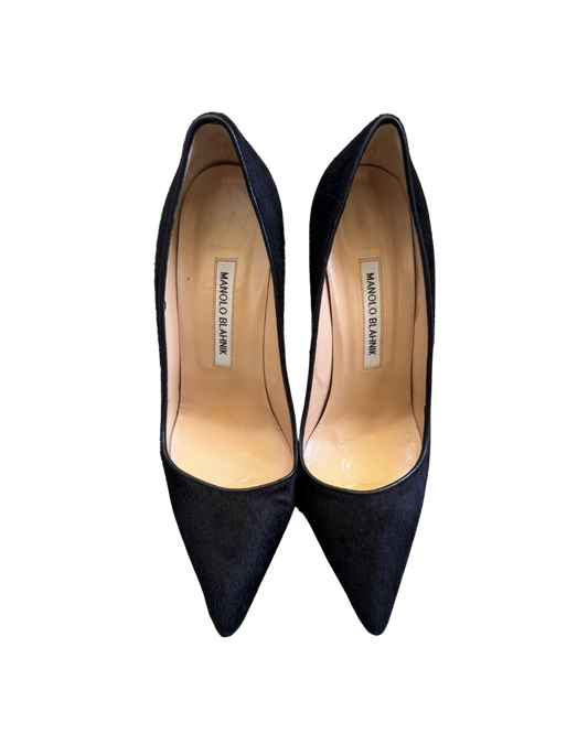 Manolo Blahnik Black Pony Hair Pumps