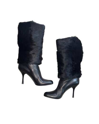 Gucci Leather & Mink Boots